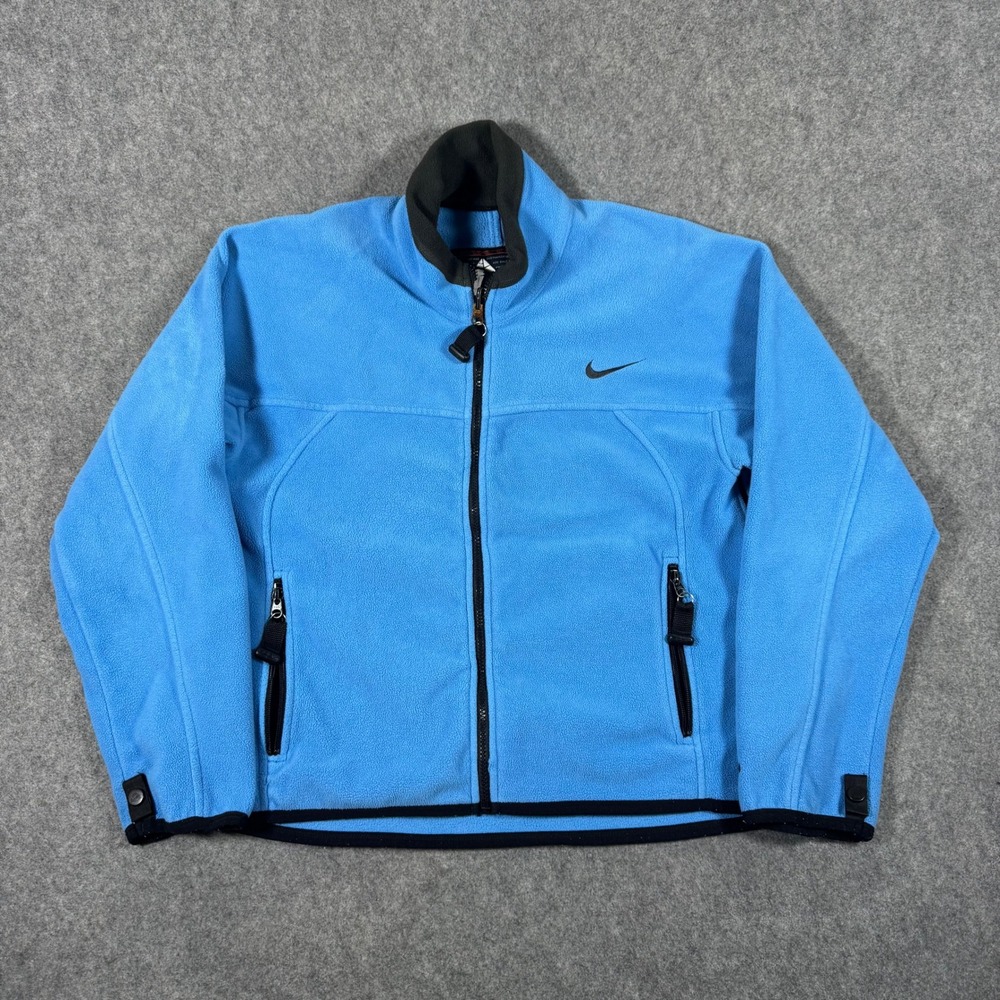 Vintage Nike ACG Fleece Jacket Mens S Blue Thermal Layer 2 Full Zip Mock Neck